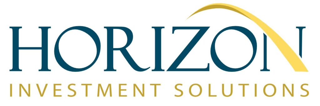 Horizon investment solutions logo teal lettering with a gold arc over the top and gold investment solutions text underneath   yalari   yalari