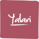 Yalari logo white handwritten brand name on a maroon rounded square background   yalari